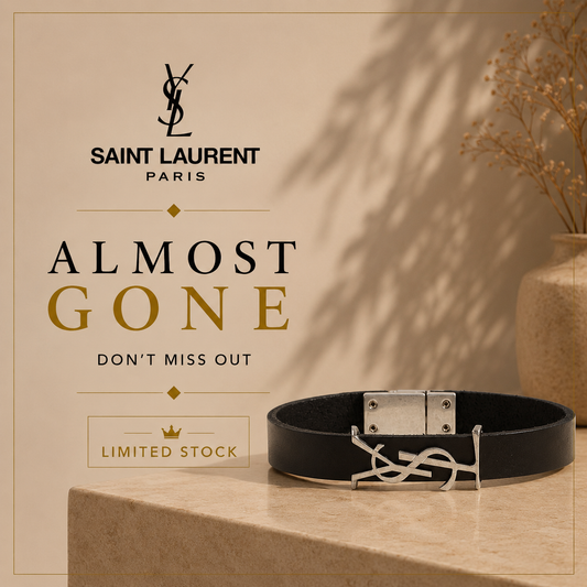 Saint Laurent Leather Logo Bracelet – Black