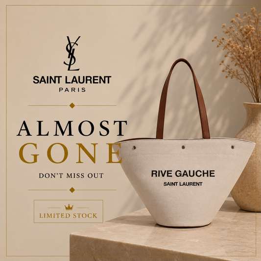 Saint Laurent Canvas & Leather Tote Bag – Cream White & Chestnut