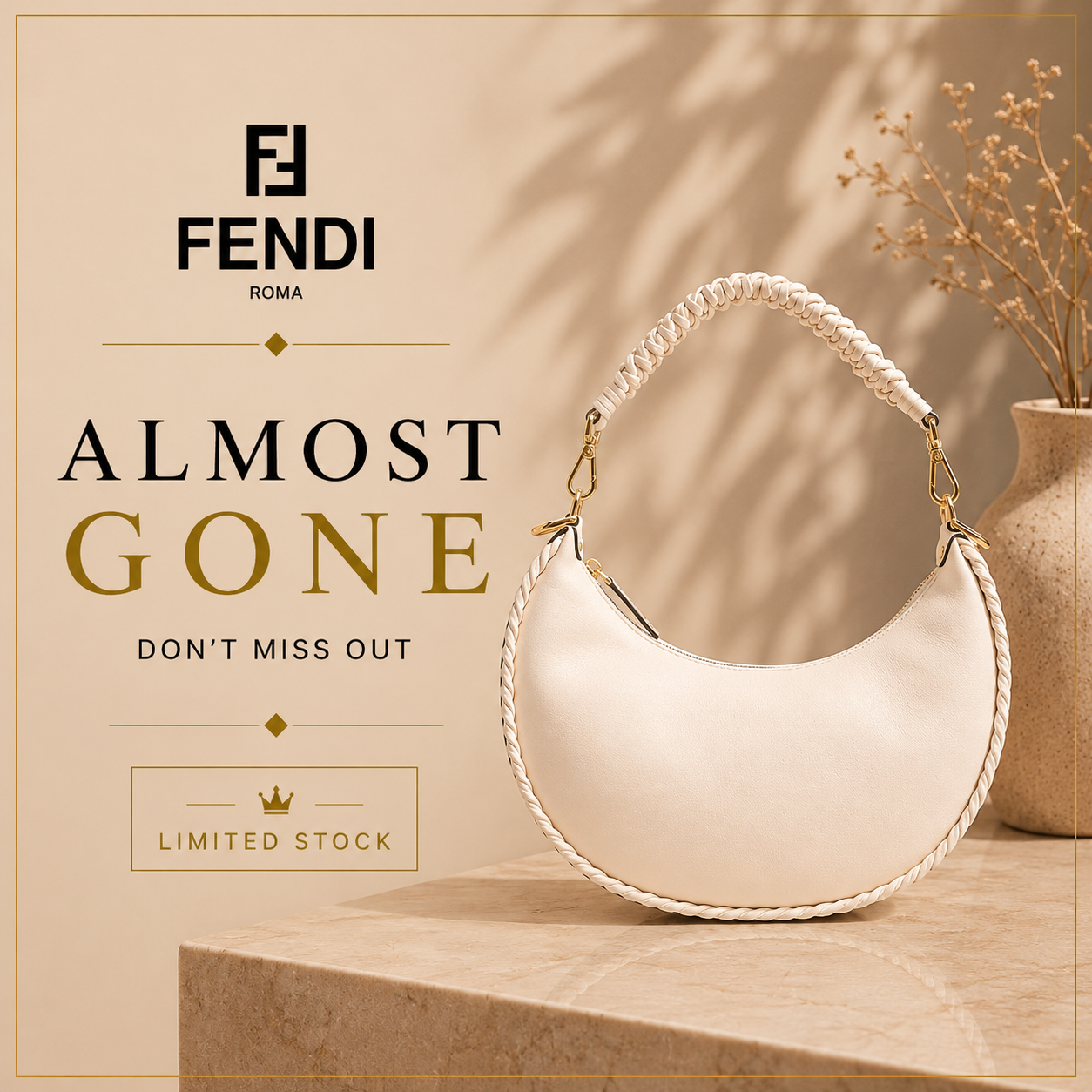 Fendi Braided Leather Shoulder Bag – Ivory White