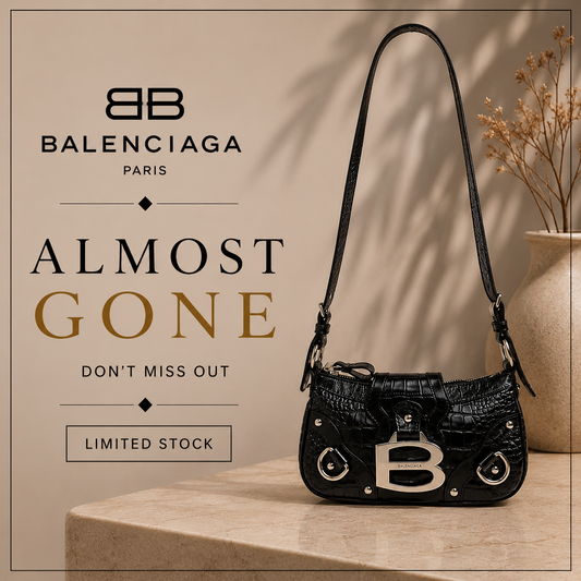 Balenciaga Croc-Embossed Leather Shoulder Bag – Black