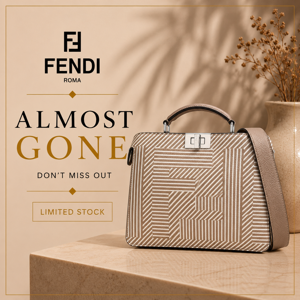 Fendi FF Selleria Leather Tote Bag – Taupe & Milk White