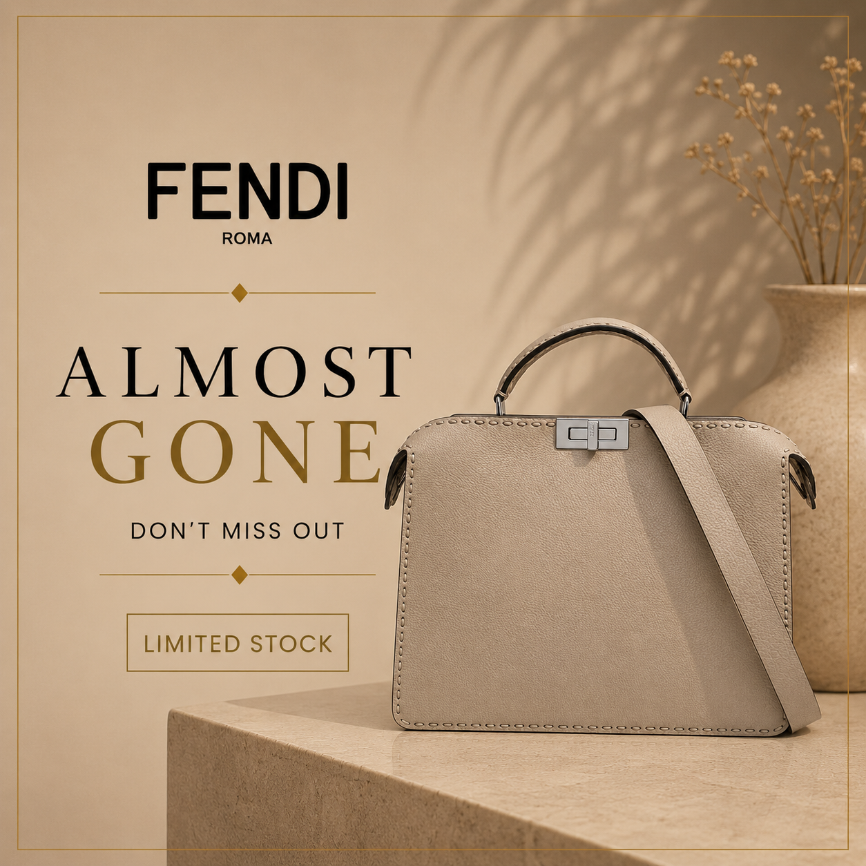 Fendi Selleria Leather Tote Bag – Taupe Grey
