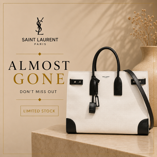 Saint Laurent Canvas & Leather Tote Bag – White & Black