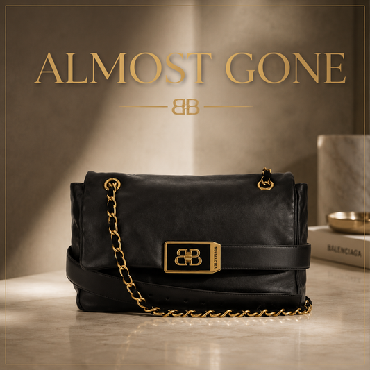 Balenciaga Monaco Chain Shoulder Bag – Black Leather