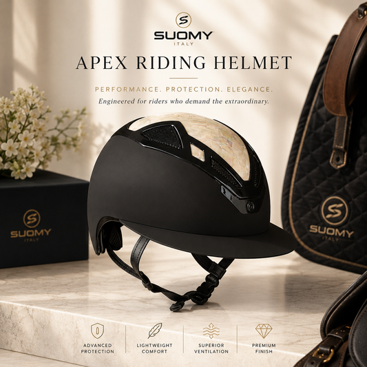 The Suomy Apex Riding Helmet – Luxury Pearl Black Matte