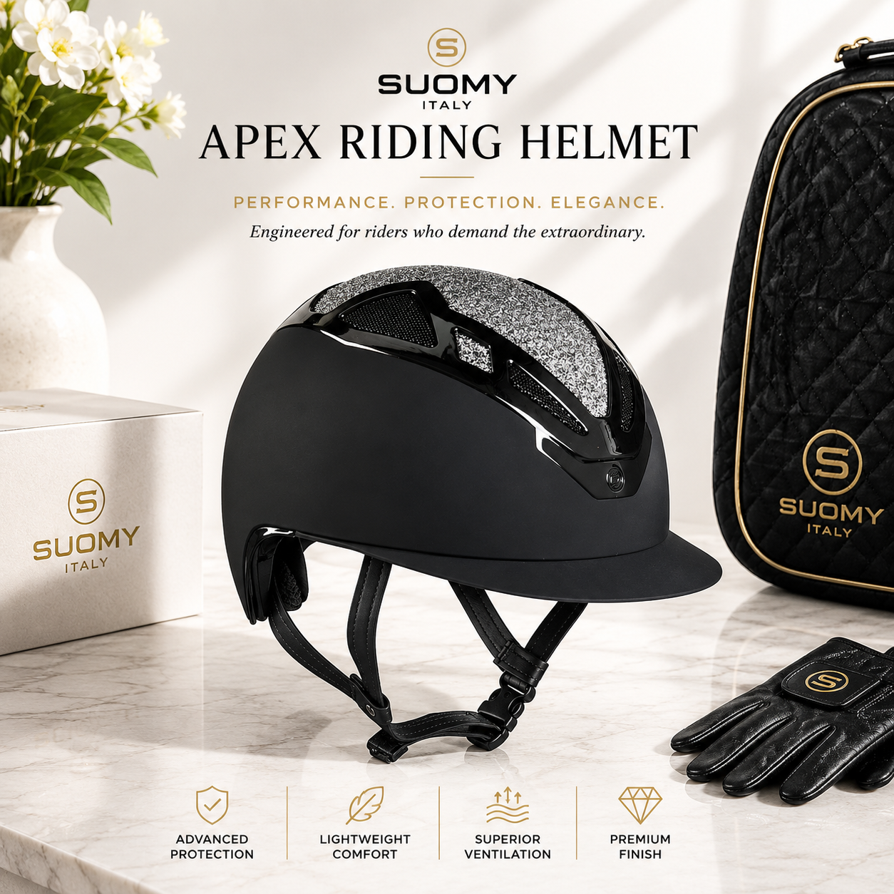 Suomy Apex Riding Helmet – Bling Bling Black