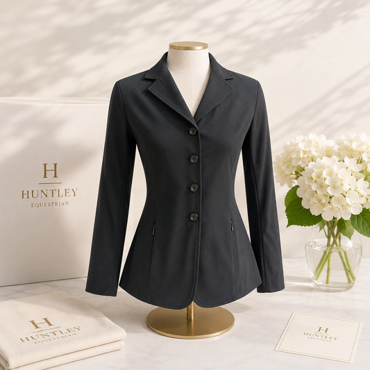 Grand Prix Quinn Show Jacket, 4 Button Front with Hidden Zipper Closure, Black