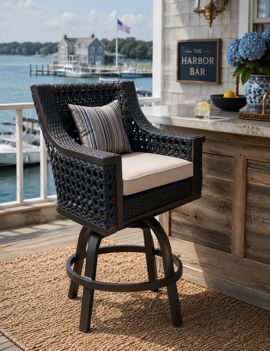 Monterey All-Weather Swivel Bar Chair with Cushion