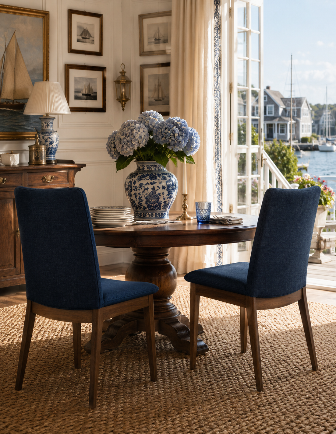 The Harwich Navy Linen Dining Chairs — Set of 2
