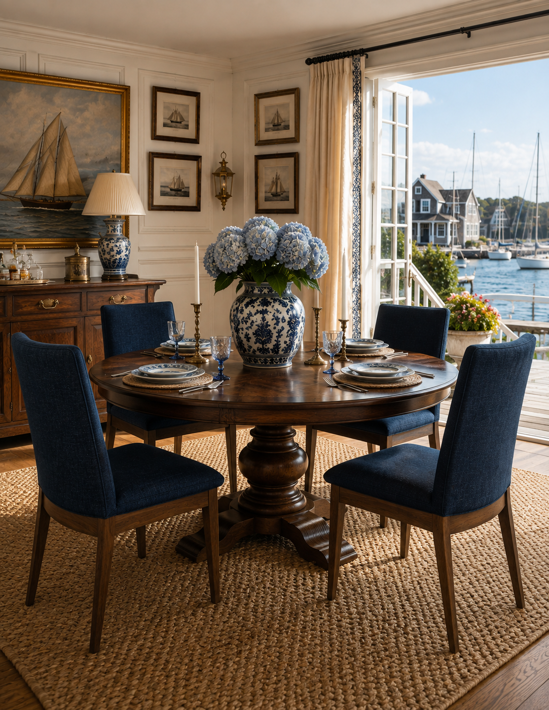 The Harwich Navy Linen Dining Chairs — Set of 2