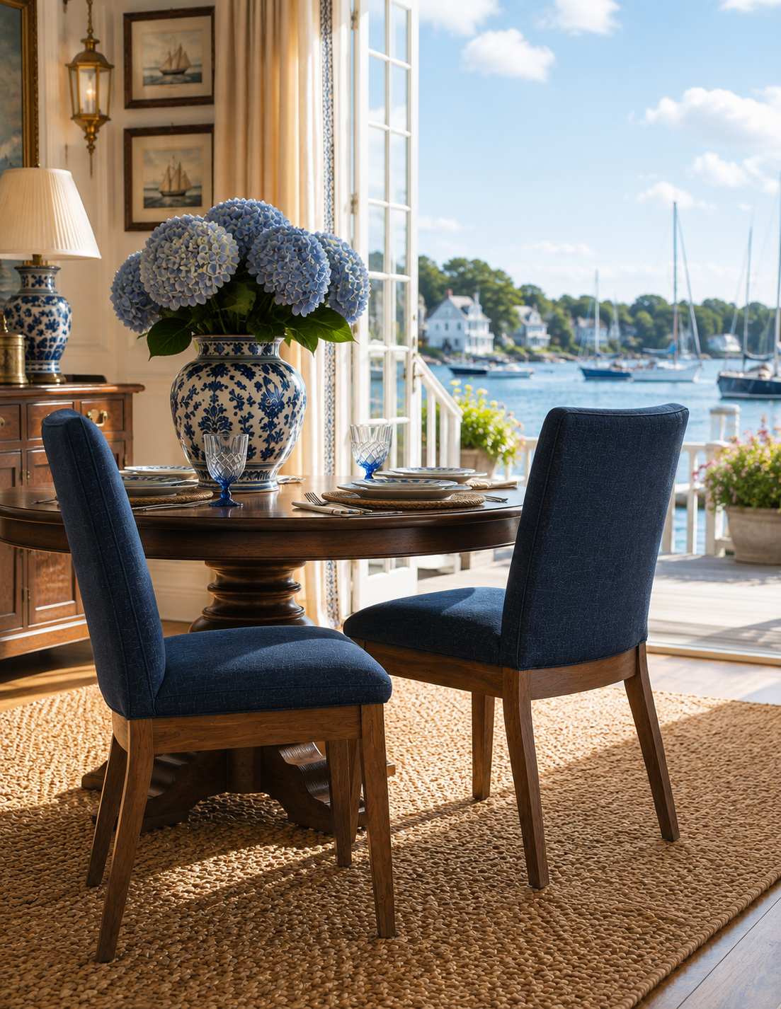 The Harwich Navy Linen Dining Chairs — Set of 2