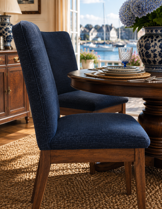 The Harwich Navy Linen Dining Chairs — Set of 2