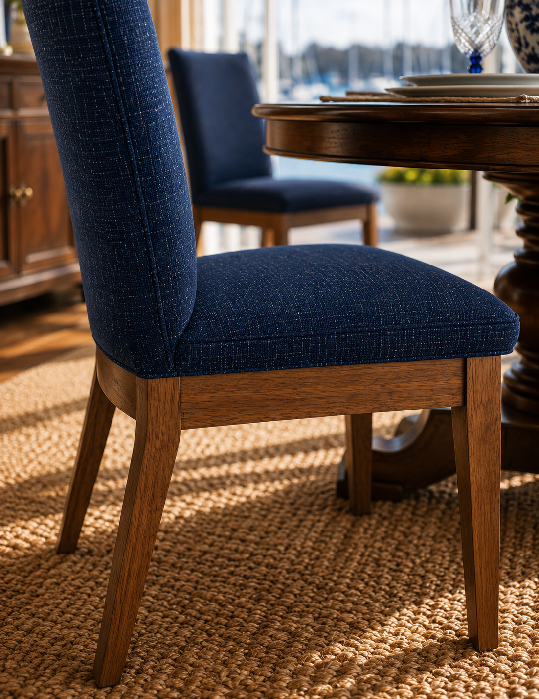 The Harwich Navy Linen Dining Chairs — Set of 2