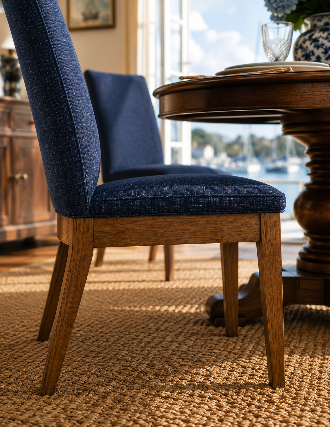 The Harwich Navy Linen Dining Chairs — Set of 2
