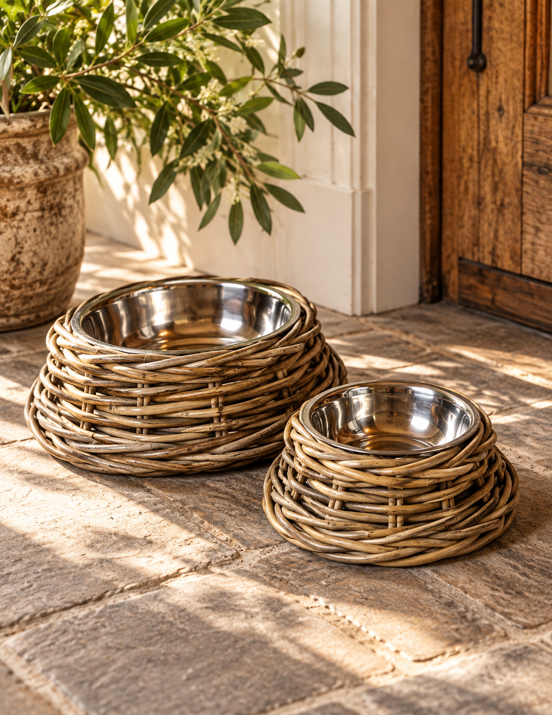 Handwoven Rattan Pet Feeder