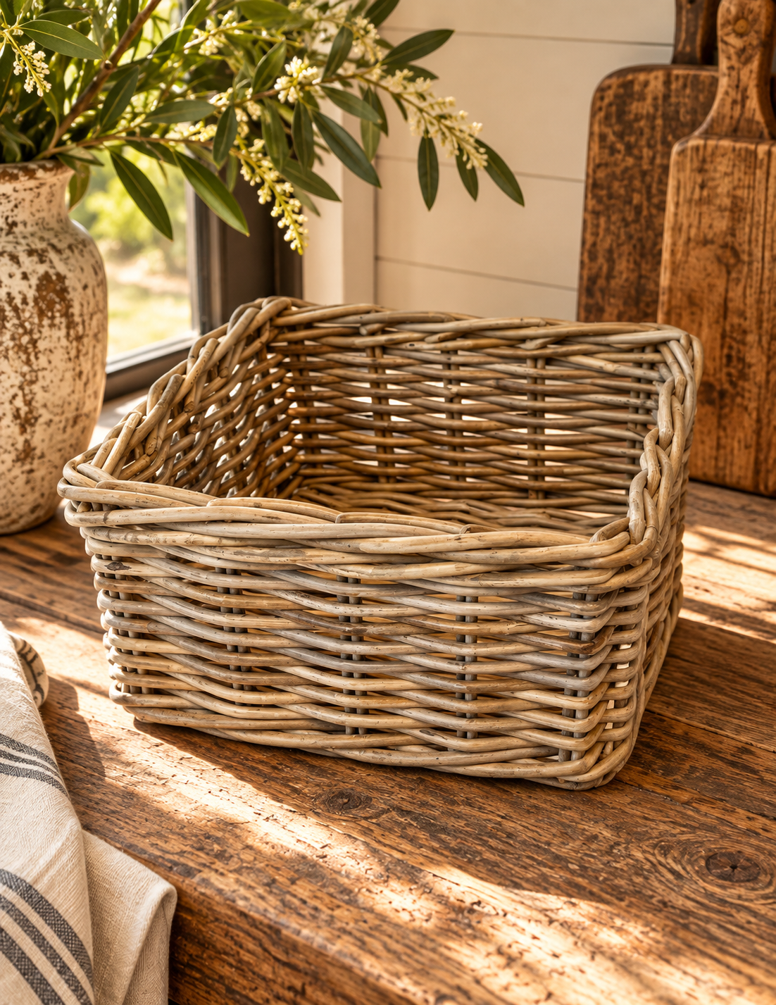 Handwoven Rattan Square Baskets