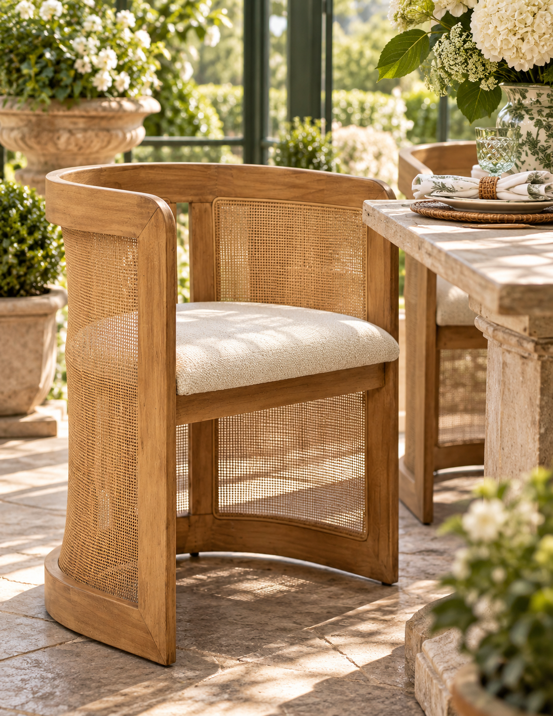 The Lilith Curved Rattan Dining Chair