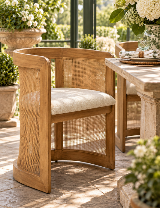 The Lilith Curved Rattan Dining Chair