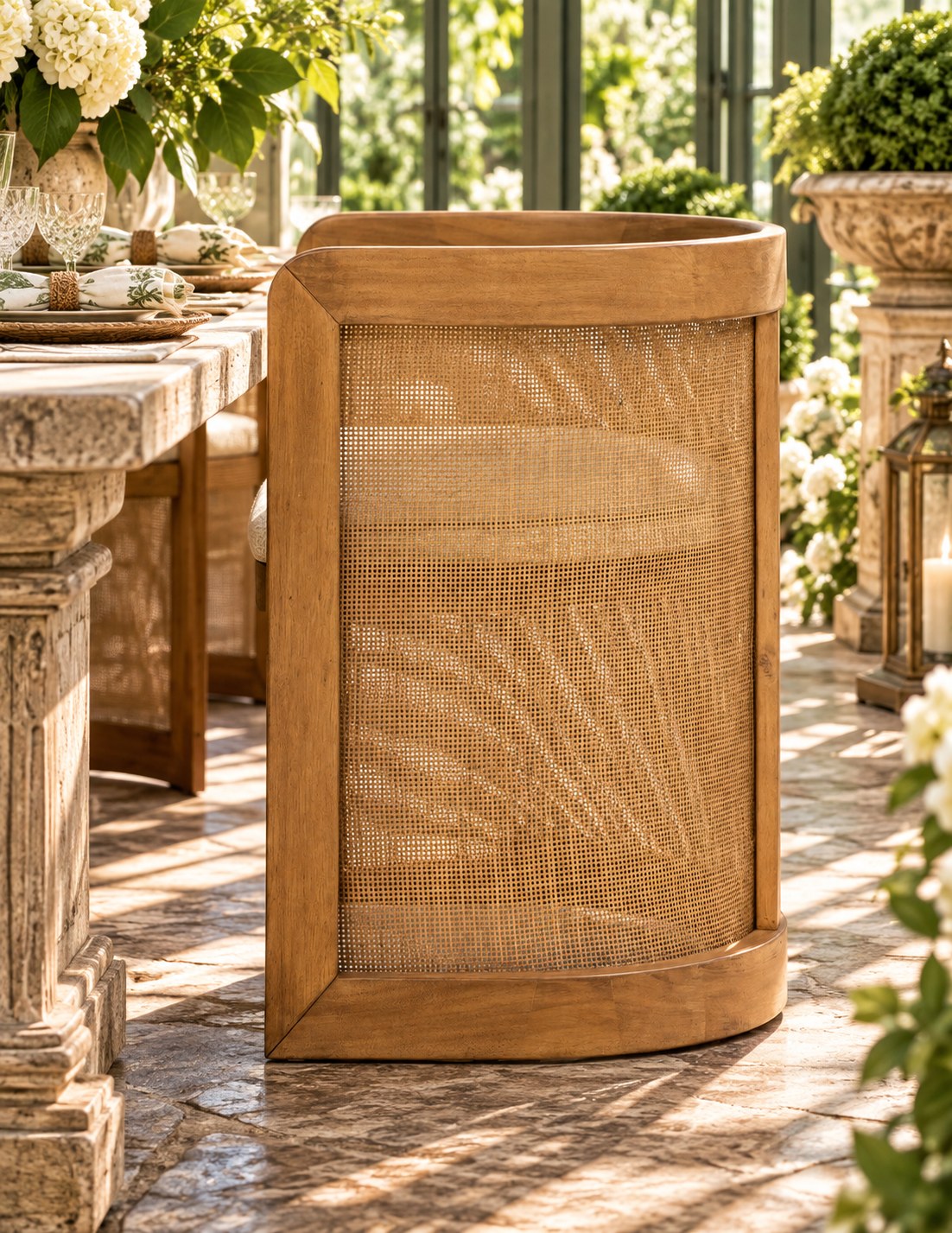 The Lilith Curved Rattan Dining Chair