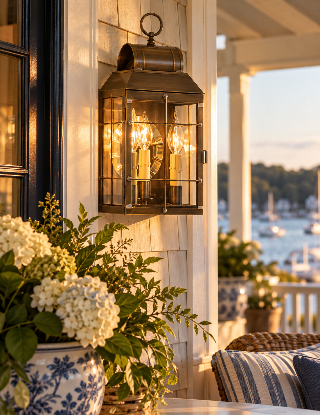 Weathered Brass Garden Wall Lantern