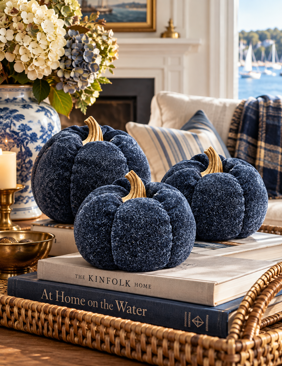 Harbor Velvet Pumpkins — Set of Three