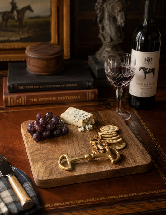 Huntley Equestrian Wooden Square Tray with Gold Bit