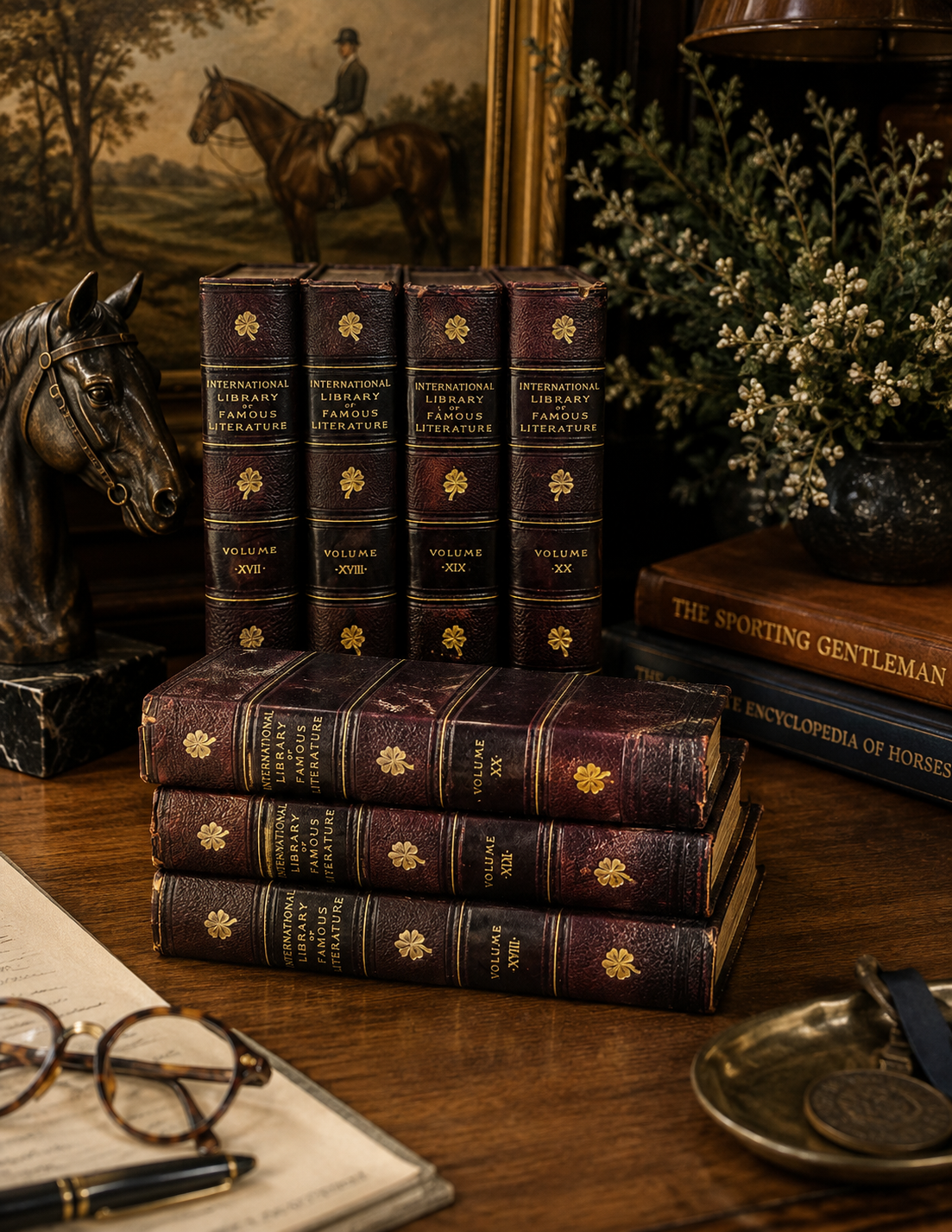 The Imperial Library | Rare 1898 Leather-Bound Literature Volumes XVII–XX