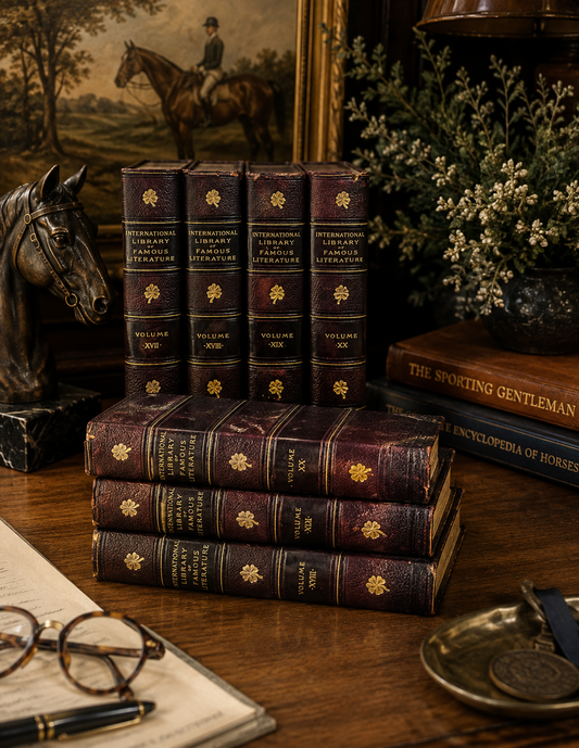 The Imperial Library | Rare 1898 Leather-Bound Literature Volumes XVII–XX
