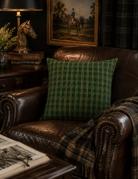Chiapas Hunt Plaid Handwoven Pillows | Forest Green