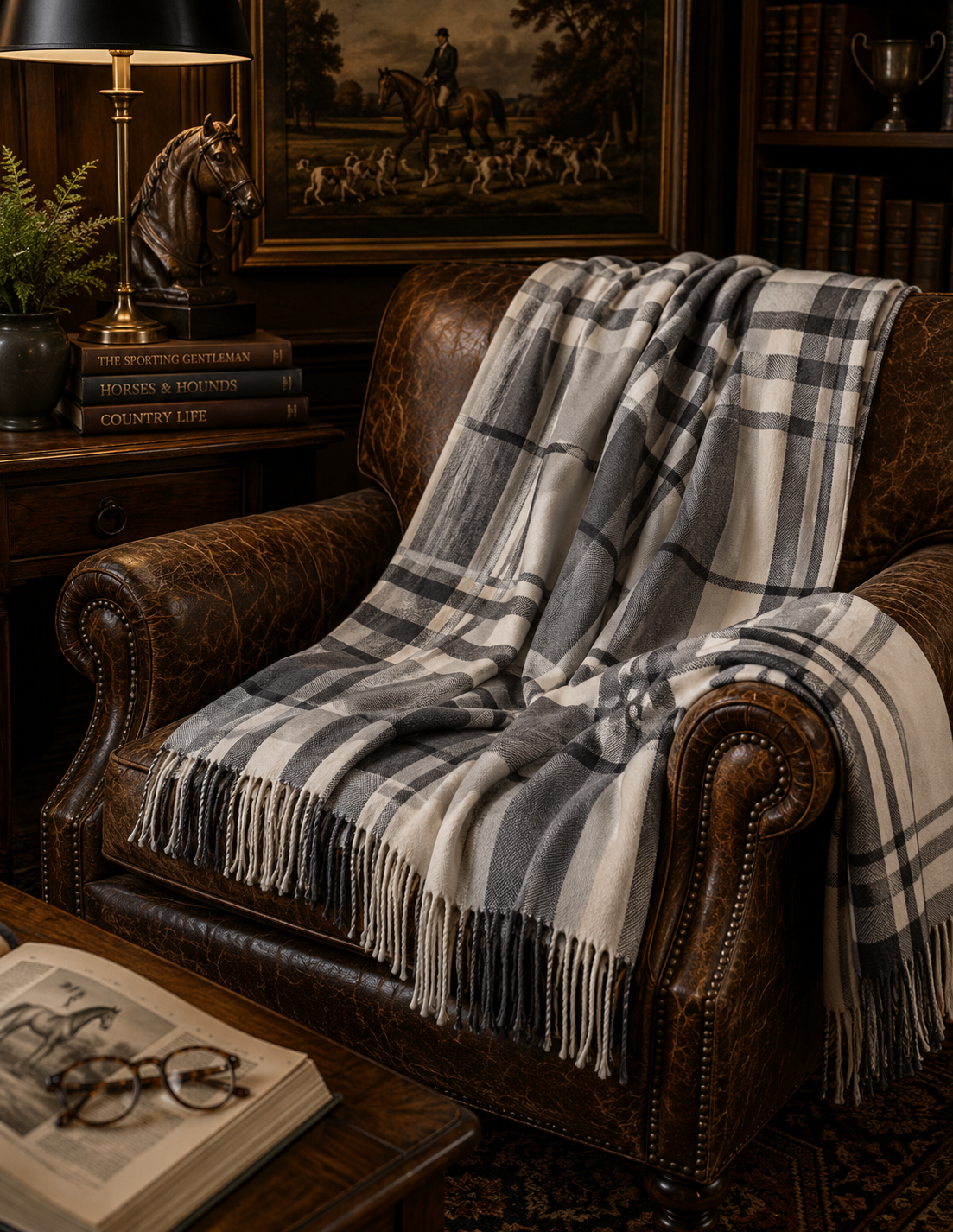 Ashford Estate Plaid Throw | Grey & Ivory