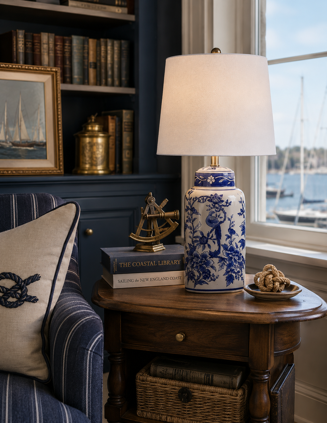 Harbor Blue Porcelain Table Lamp
