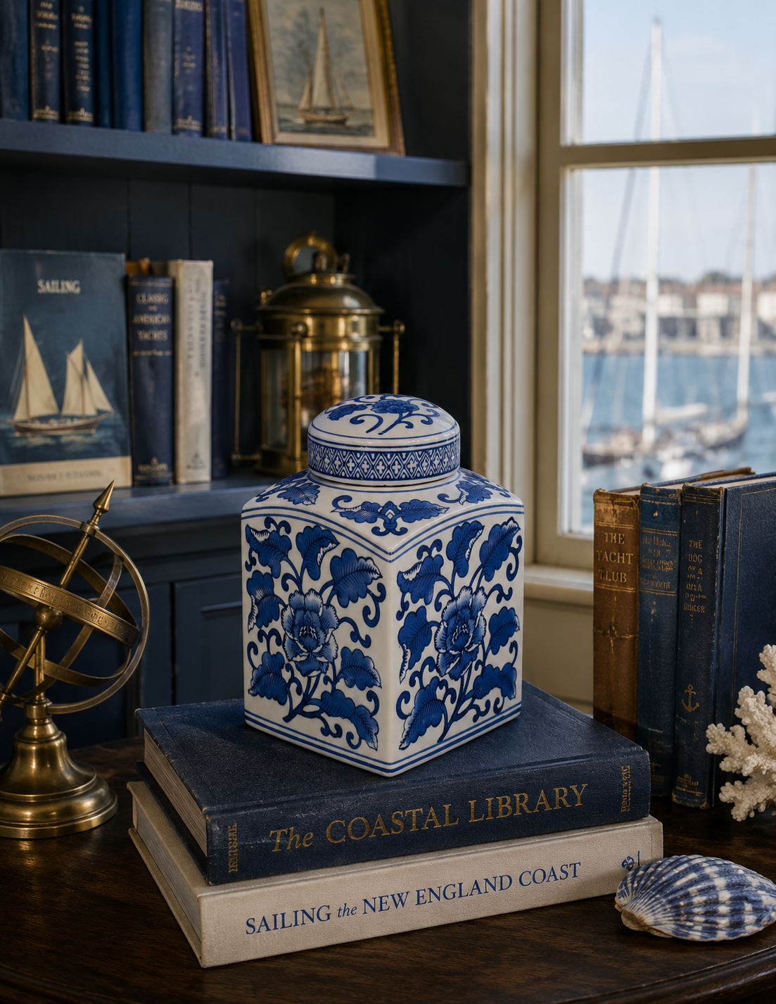 The Ming Garden Blue & White Canister — 8"