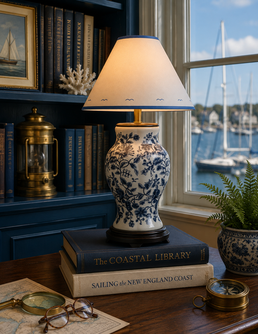 Chinoiserie Garden Blue & White Floral Table Lamp