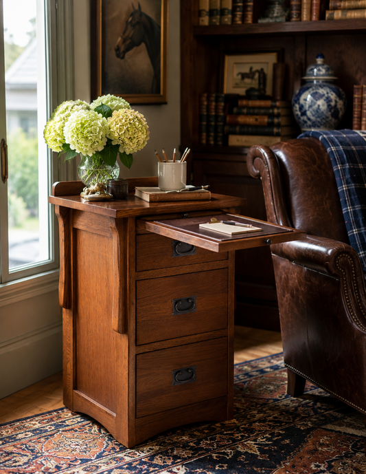 Crofter Oak 3-Drawer Writing Table – Michael Cherry