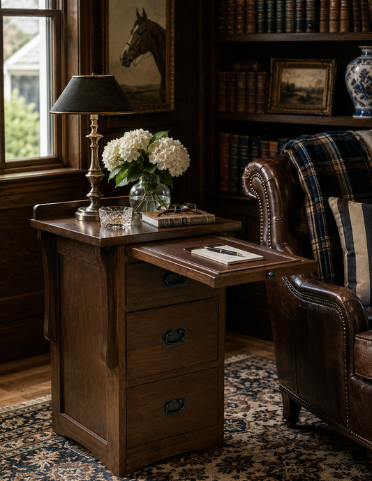 Crofter Oak 3-Drawer Writing Table – Michael Cherry