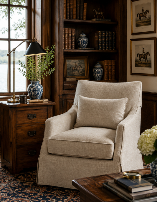 The London Skirted Swivel Chair