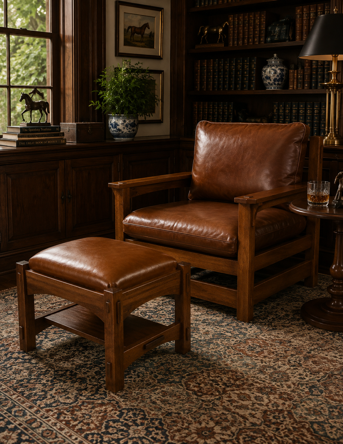 The Russet Mission Oak & Leather Armchair