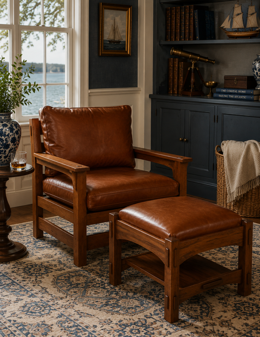 The Russet Mission Oak & Leather Armchair