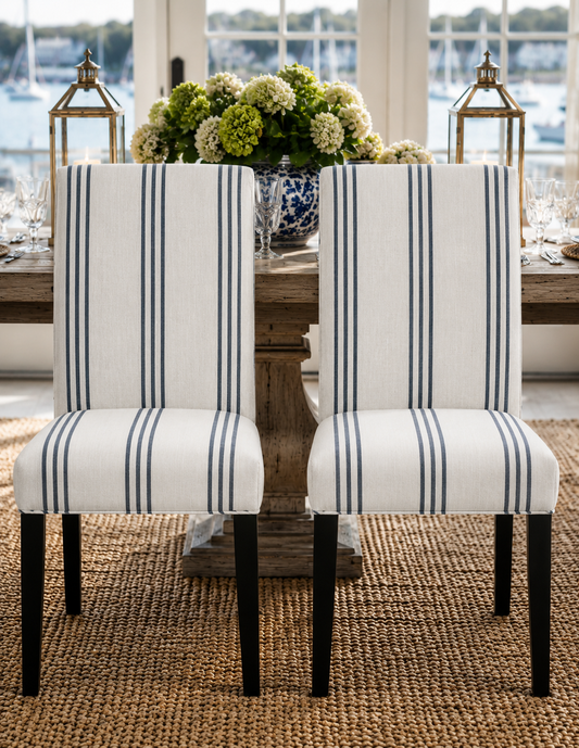 Harbor Stripe Upholstered Dining Chairs — Set of 2