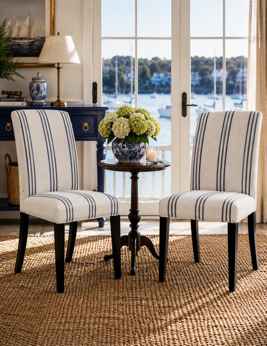 Harbor Stripe Upholstered Dining Chairs — Set of 2
