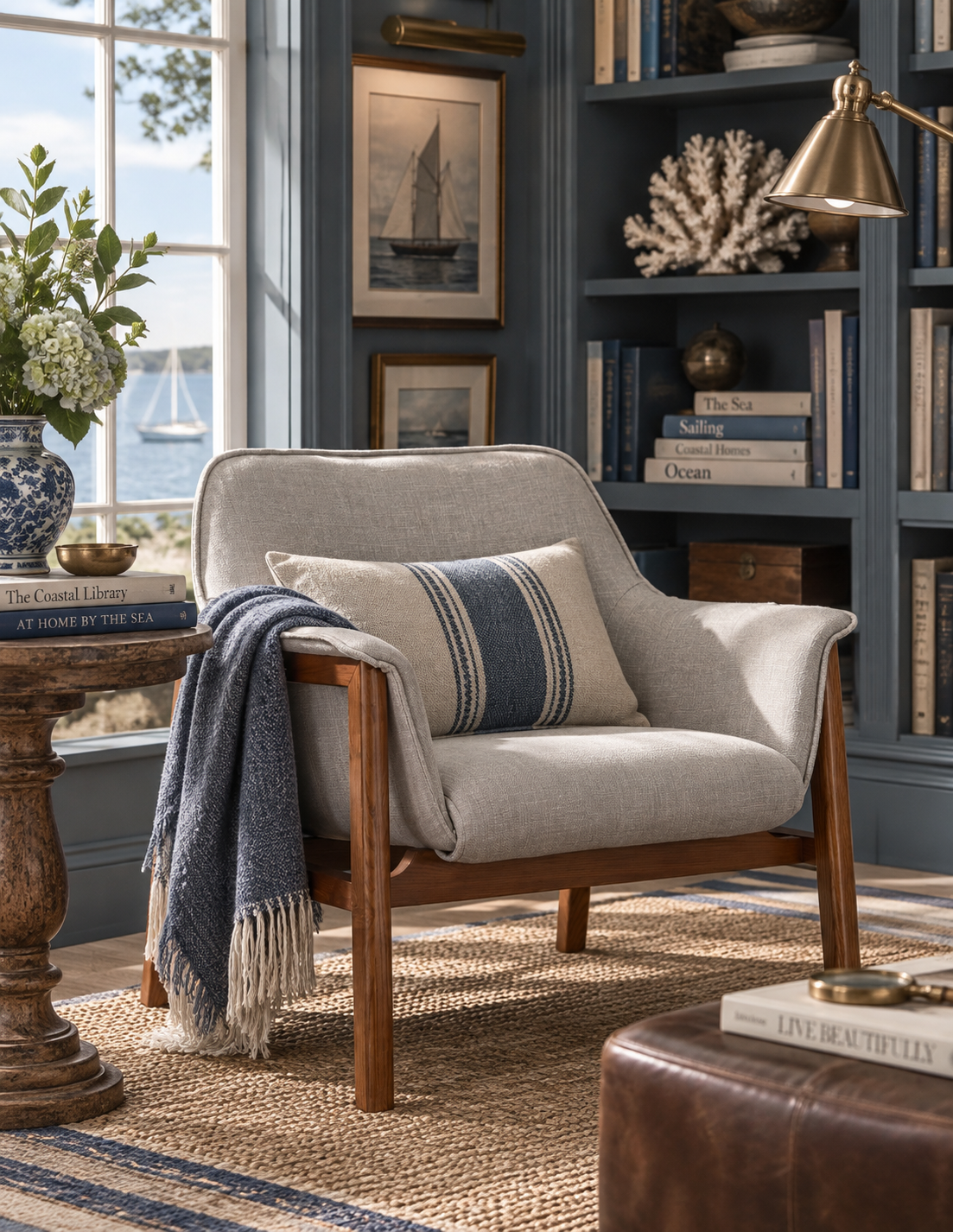 Miller Coastal Weave Wood Accent Chair