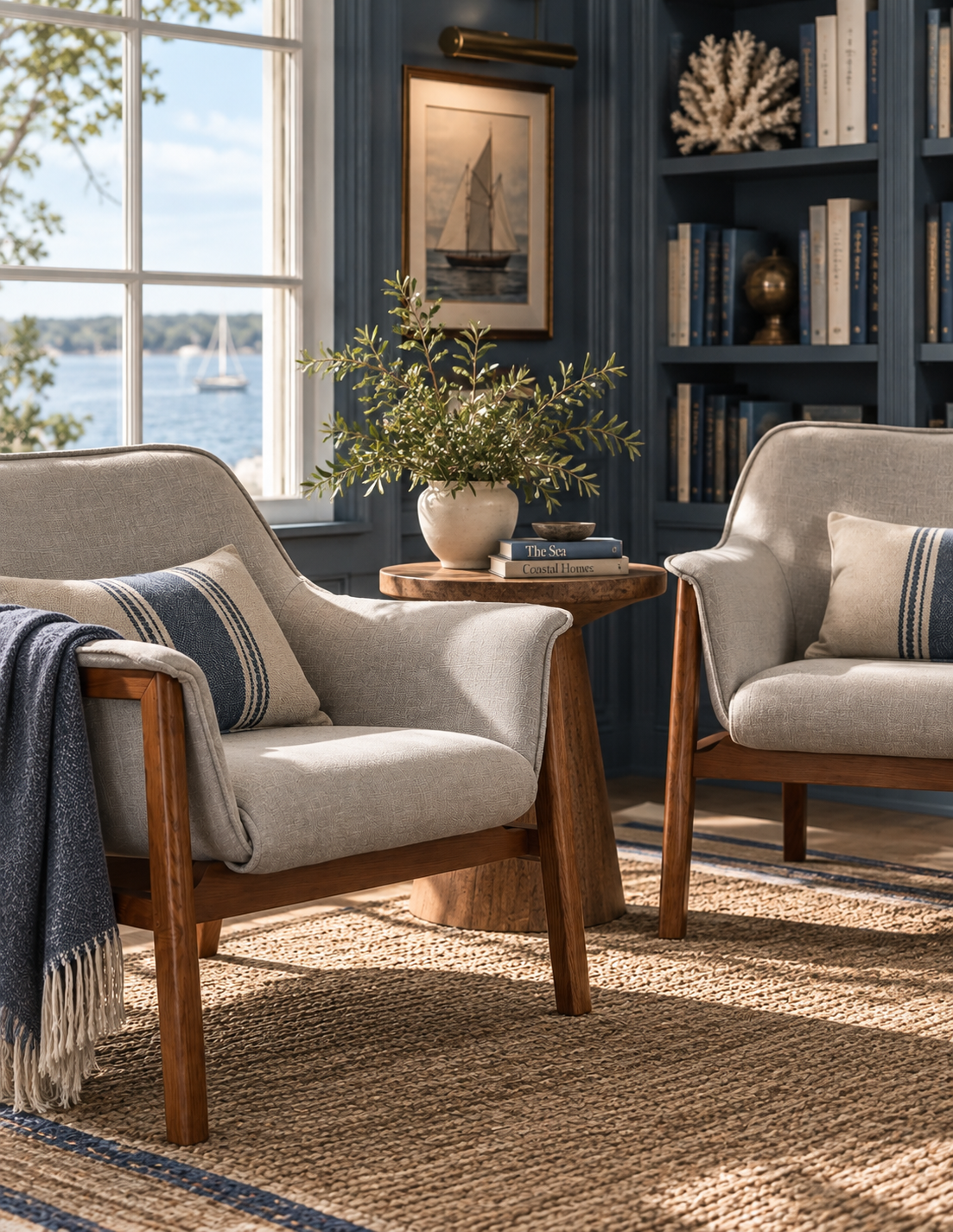 Miller Coastal Weave Wood Accent Chair