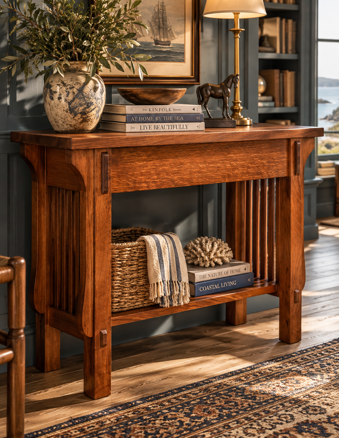 The Heritage Crofter Console Table — Quarter-Sawn Oak
