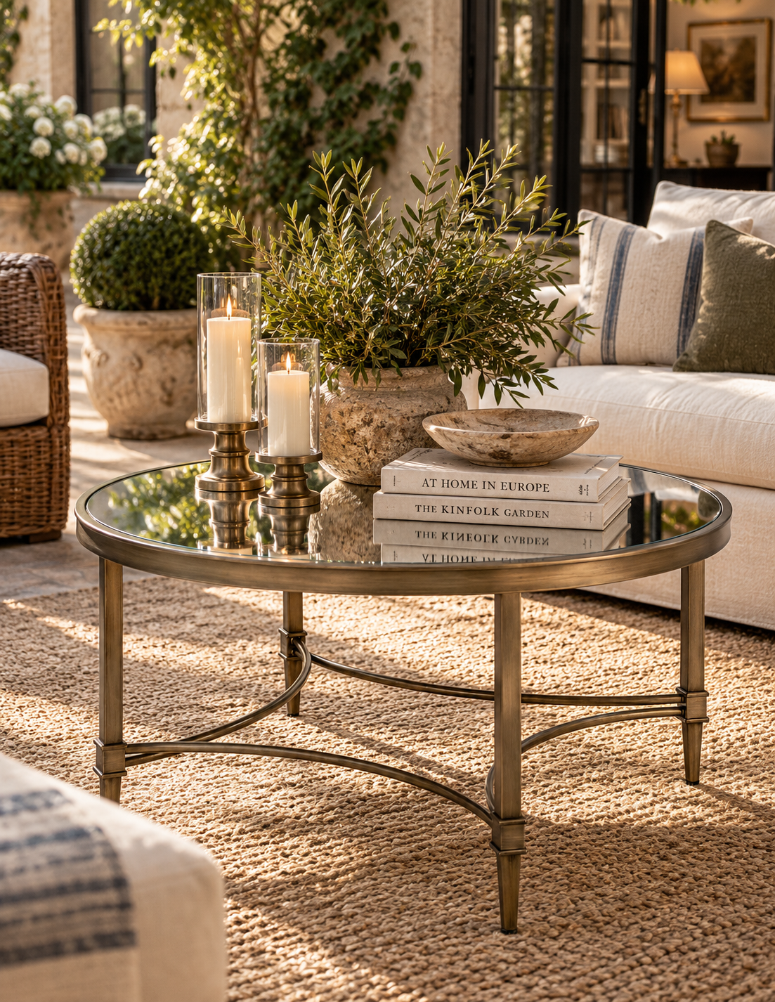 The Designer’s Courtyard Mirrored Brass Coffee Table