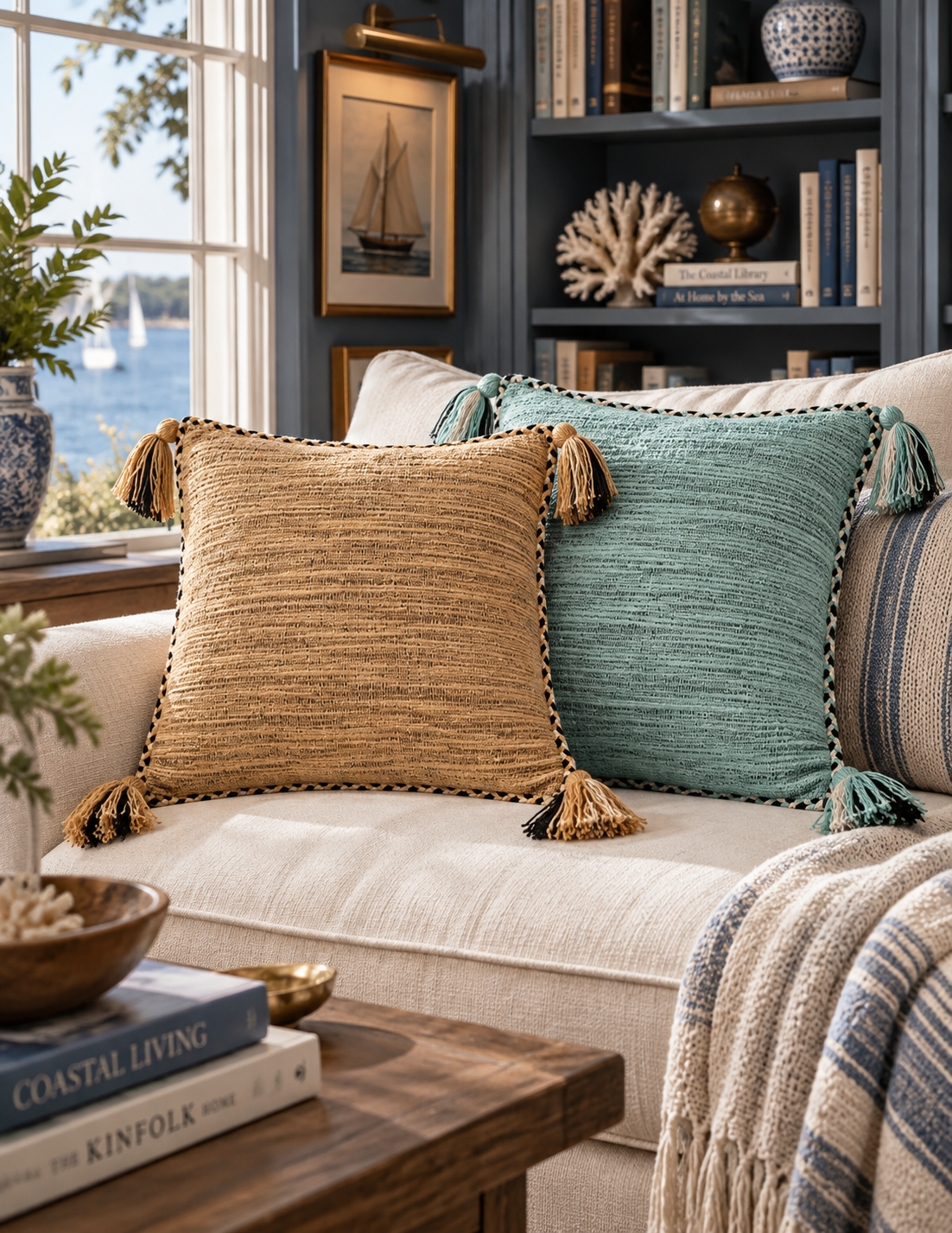Braided Border Cotton Tassel Pillow