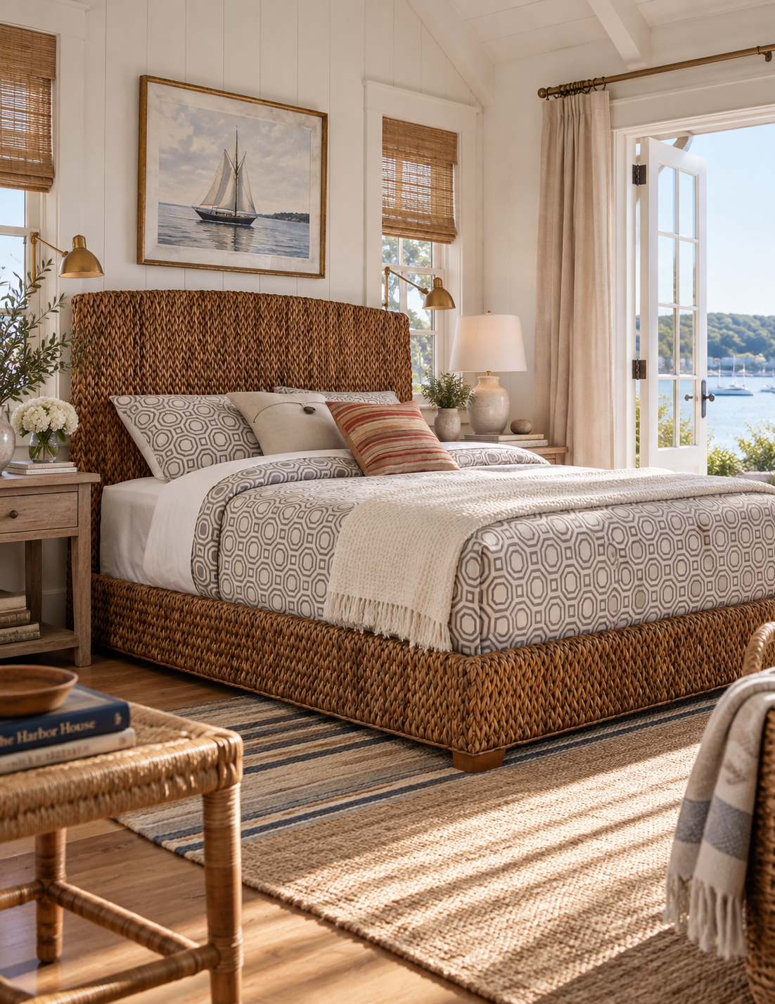 The Harbor House Woven Banana Leaf Queen Bed — Amber