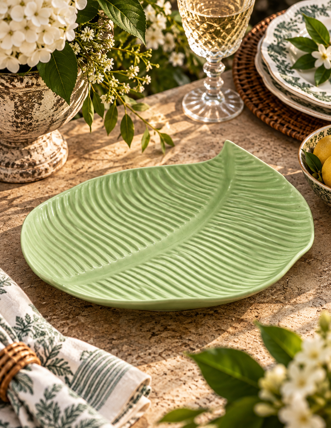 The Palm House Banana Leaf Plate — Celadon Green Ceramic