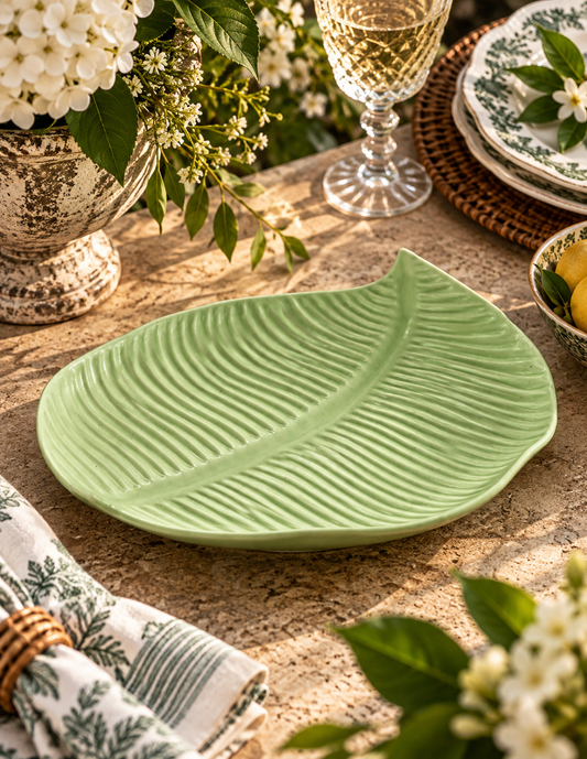 The Palm House Banana Leaf Plate — Celadon Green Ceramic