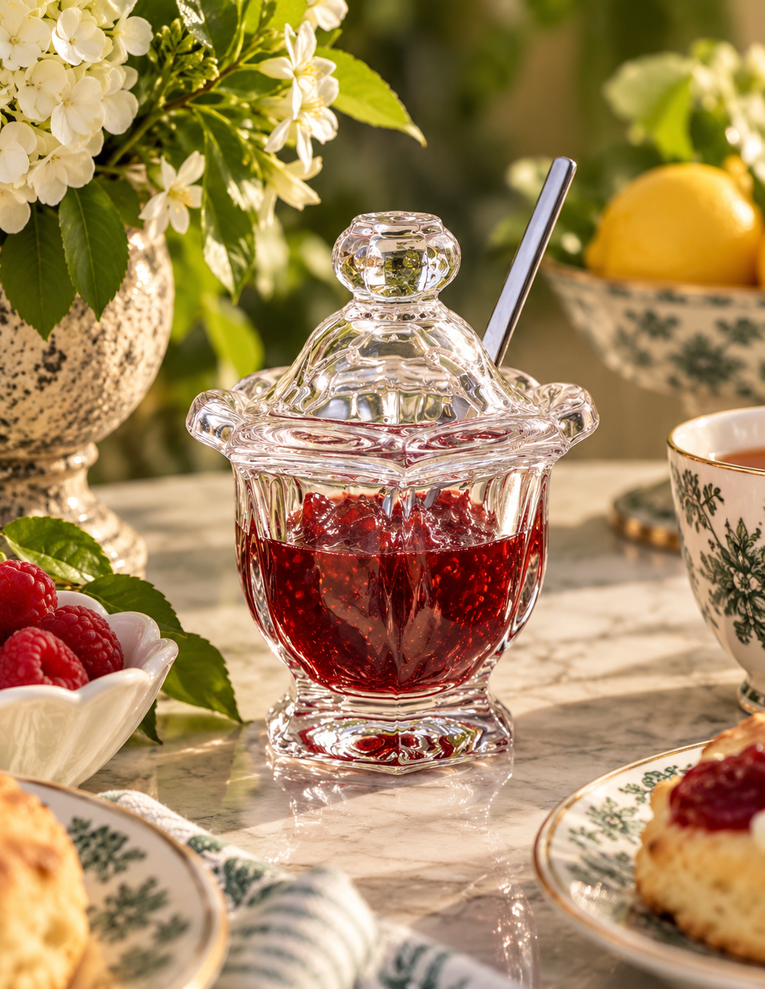 Windsor Crystal Jam Jar with Serving Spoon