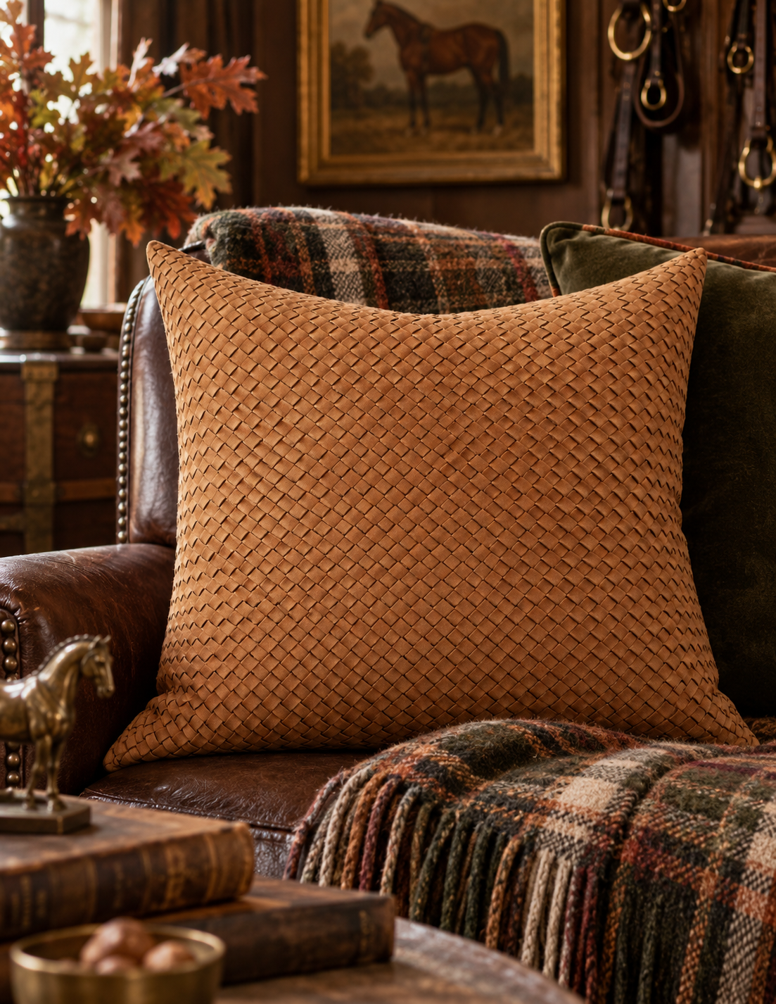 The Bridle Weave Pillow – Saddle